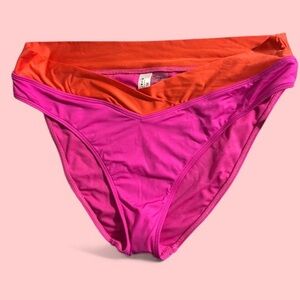 Size XL Sugar Beach‎ Bikini Swim Bottoms Pink and Orange